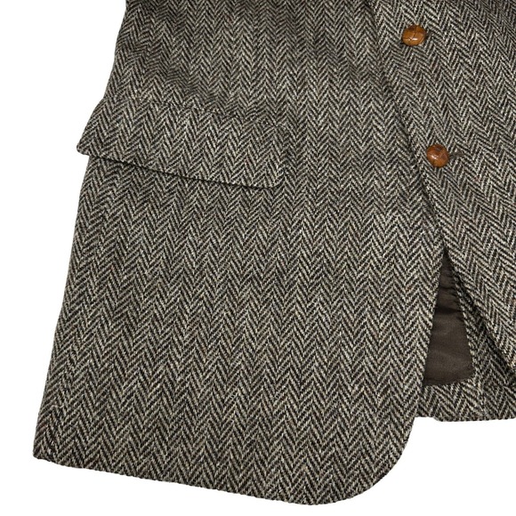 OAKMONT Vintage Brown Tweed Herringbone Wool Sport Coat Suit Jacket Blazer 42L - Picture 6 of 9